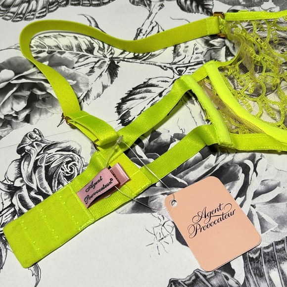 Agent Provocateur Lime Yellow Lace Underwire Axis Bra, 34D, New with tags! - Picture 7 of 11